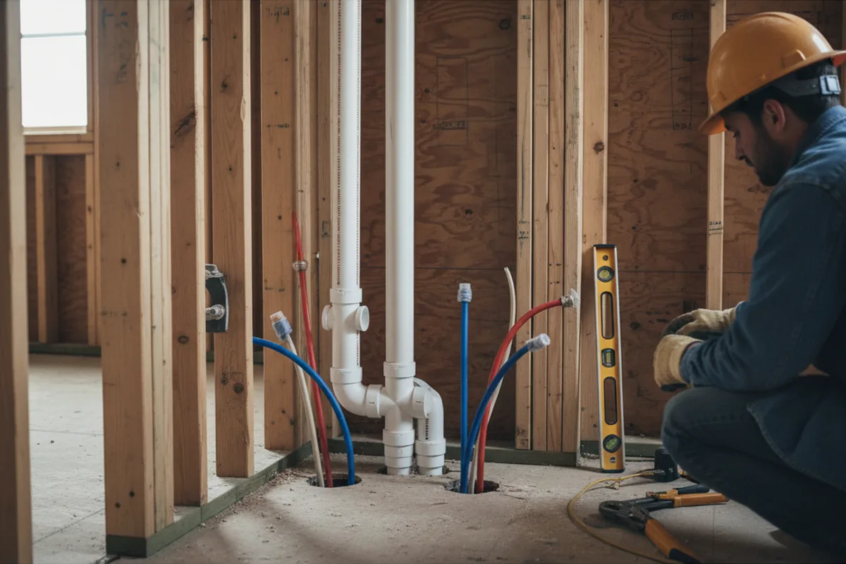 Drain and supply rough-in during Garbage Disposal Repair in Cambria